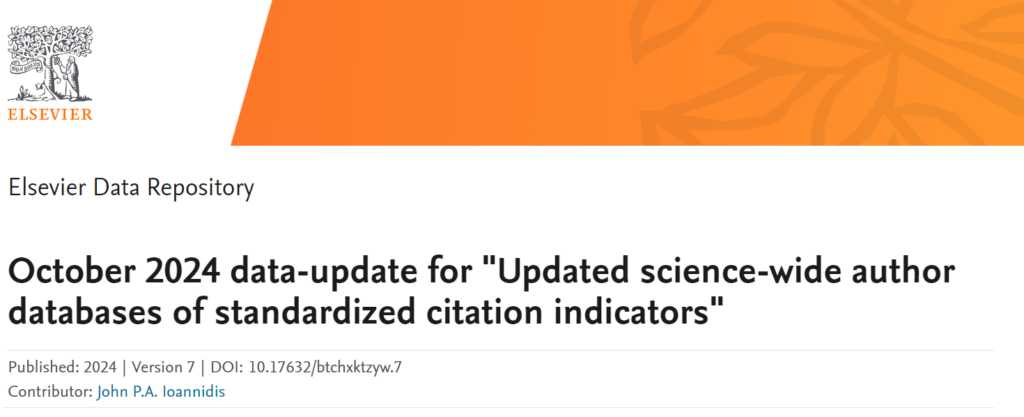 Stanford/Elsevier Top 2% Scientist Rankings 2024